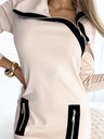 numoco Zweifarbiges Kleid mit drei Reißverschlüssen - beige und schwarz Numoco
