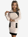 numoco Zweifarbiges Kleid mit drei Reißverschlüssen - beige und schwarz Numoco