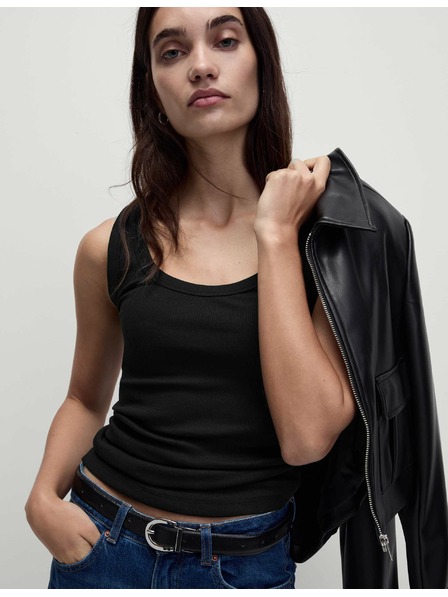 Marks & Spencer Geripptes, eng anliegendes Tanktop aus reiner Baumwolle Marks & Spencer schwarz