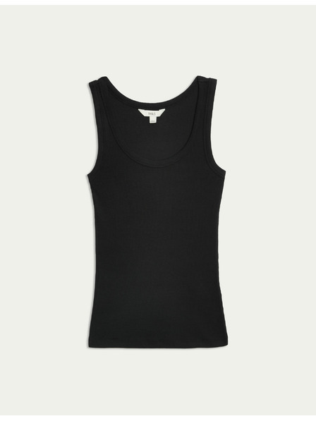 Marks & Spencer Geripptes, eng anliegendes Tanktop aus reiner Baumwolle Marks & Spencer schwarz
