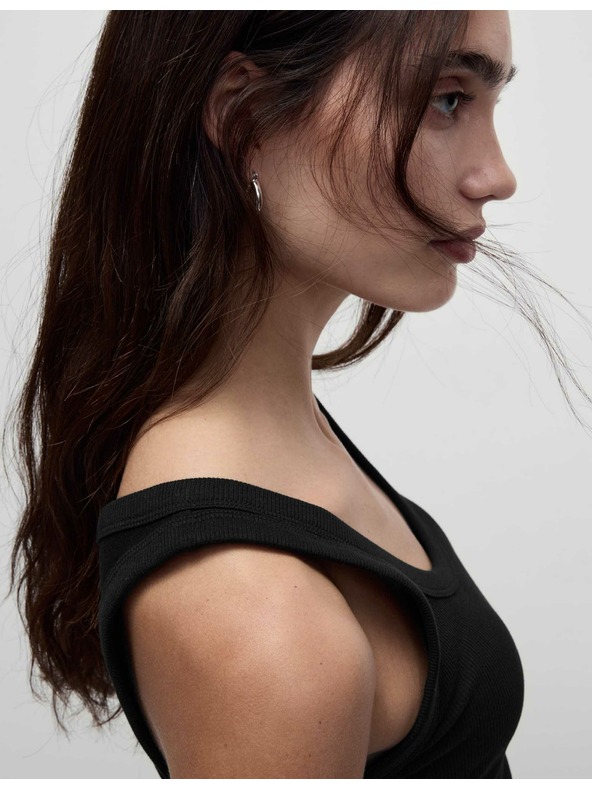 Marks & Spencer Geripptes, eng anliegendes Tanktop aus reiner Baumwolle Marks & Spencer schwarz