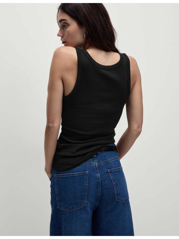 Marks & Spencer Geripptes, eng anliegendes Tanktop aus reiner Baumwolle Marks & Spencer schwarz