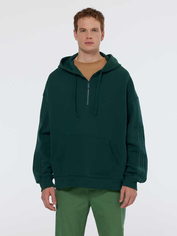Scotch & Soda Dunkelgrüner Herren-Kapuzenpullover Scotch & Soda