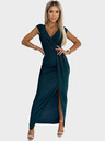 numoco Glänzendes kurzärmeliges Kleid mit Cut-out-Ausschnitt und Beinschlitz - grün Numoco