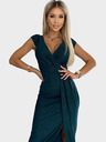 numoco Glänzendes kurzärmeliges Kleid mit Cut-out-Ausschnitt und Beinschlitz - grün Numoco
