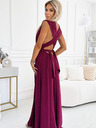 numoco Elegantes langes Kleid mit vielen Bindungen - burgunderrot mit Glitzer Numoco