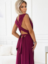 numoco Elegantes langes Kleid mit vielen Bindungen - burgunderrot mit Glitzer Numoco