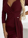 numoco Glänzendes Kleid mit Dekolleté und Beinschlitz - Burgunder Numoco