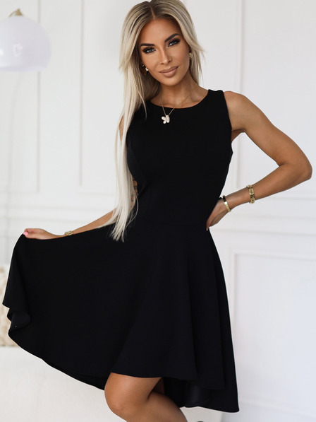 numoco Einzigartiges Kleid mit längerem Rücken - schwarz Numoco