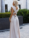 numoco Elegantes langes Kleid mit vielen Bindungen - beige mit Glitzer Numoco