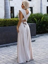 numoco Elegantes langes Kleid mit vielen Bindungen - beige mit Glitzer Numoco