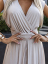 numoco Elegantes langes Kleid mit vielen Bindungen - beige mit Glitzer Numoco
