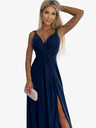 numoco Langes Kleid mit Dekolleté und doppelten Trägern - dunkelblau mit Glitzer Numoco