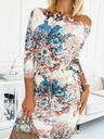 numoco Sportliches Kleid mit Taschen - beige und blaue Blumen Numoco