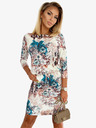numoco Sportliches Kleid mit Taschen - beige und blaue Blumen Numoco