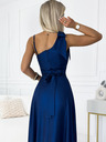 numoco Langes glänzendes One-Shoulder-Kleid mit Schleife - dunkelblau Numoco
