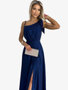 numoco Langes glänzendes One-Shoulder-Kleid mit Schleife - dunkelblau Numoco