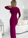 numoco Glänzendes Kleid mit Dekolleté und Beinschlitz - fuchsia mit Glitter Numoco