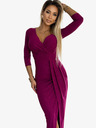 numoco Glänzendes Kleid mit Dekolleté und Beinschlitz - fuchsia mit Glitter Numoco