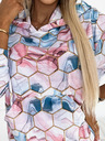 numoco Känguru-Kapuzenpullover - goldene Sechsecke und rosa und blauer Numoco-Marmor