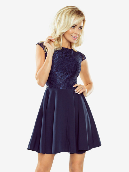 numoco Kleid mit Spitze - dunkelblau 157-1