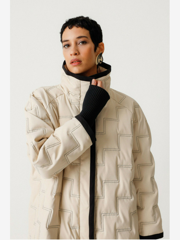 SKFK Cremefarbener Damen-Wintermantel SKFK