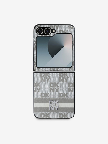 DKNY DKNY PU Leder Karomuster und Streifen Backcover für Samsung Galaxy Z Flip 6 Beige