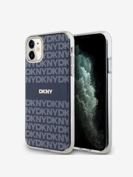 DKNY PC/TPU Repeat Pattern Tonal Stripe Magsafe Back Cover für iPhone 11 Blau DKNY
