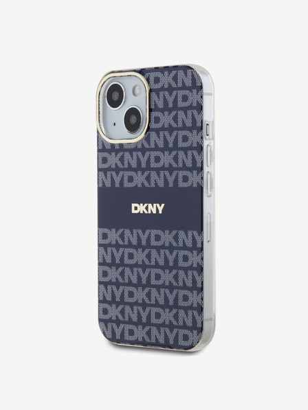 DKNY PC/TPU Repeat Pattern Tonal Stripe Magsafe Back Cover für iPhone 15 Blau DKNY