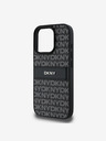 DKNY DKNY PU Leder Repeat Pattern Tonal Stripe Back Cover für iPhone 16 Pro Schwarz