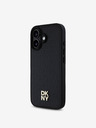 DKNY DKNY PU Leder Repeat Pattern Stack Logo MagSafe Back Cover für iPhone 16 Schwarz