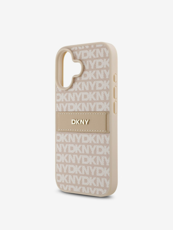 DKNY DKNY PU Leder Repeat Pattern Tonal Stripe Back Cover für iPhone 16 Plus Pink