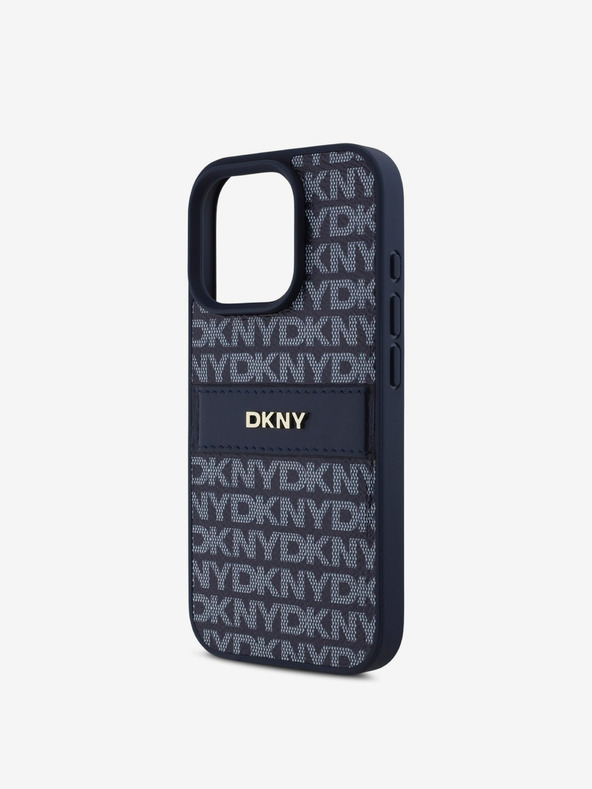 DKNY DKNY PU Leder Repeat Pattern Tonal Stripe Back Cover für iPhone 16 Pro Max Blau