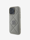 DKNY DKNY PU Leder Gestepptes Stack Logo Back Cover für iPhone 16 Pro Grau