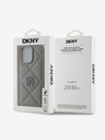 DKNY DKNY PU Leder Gestepptes Stack Logo Back Cover für iPhone 16 Pro Grau