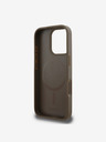 DKNY DKNY PU Leder Wiederholungsmuster Bodenstreifen MagSafe Back Cover für iPhone 16 Pro Max Braun