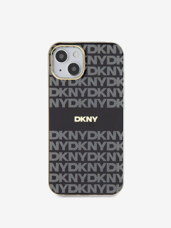DKNY PC/TPU Repeat Pattern Tonal Stripe Magsafe Back Cover für iPhone 14 Schwarz DKNY