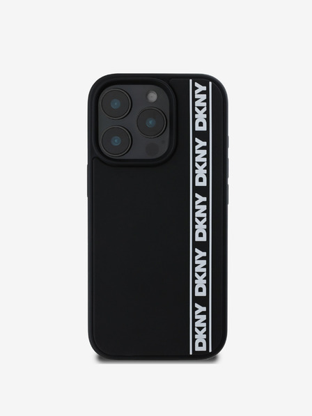 DKNY DKNY 3D Rubber Repeat Logo Line Back Cover für iPhone 16 Pro Schwarz