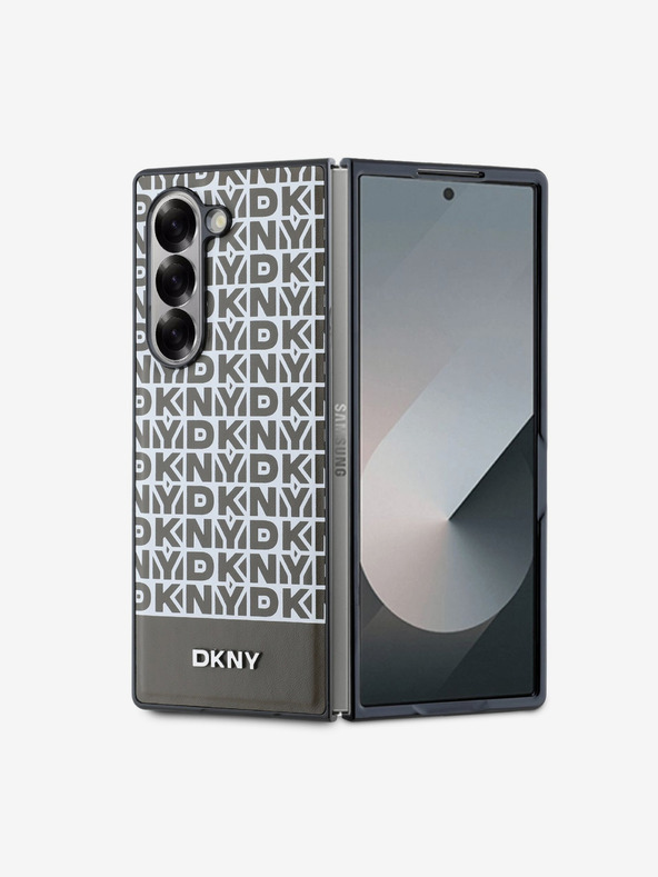 DKNY DKNY PU Leder Wiederholungsmuster Boden Streifen MagSafe Back Cover für Samsung Galaxy Z Fold 6 Braun
