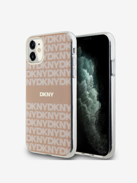 DKNY PC/TPU Wiederholungsmuster Tonal Stripe Magsafe Back Cover für iPhone 11 Pink DKNY