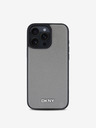 DKNY DKNY PU Leder Silbernes Metall Logo Magsafe Back Cover für iPhone 16 Pro Max Grau