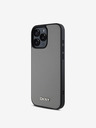 DKNY DKNY PU Leder Silbernes Metall Logo Magsafe Back Cover für iPhone 16 Pro Max Grau