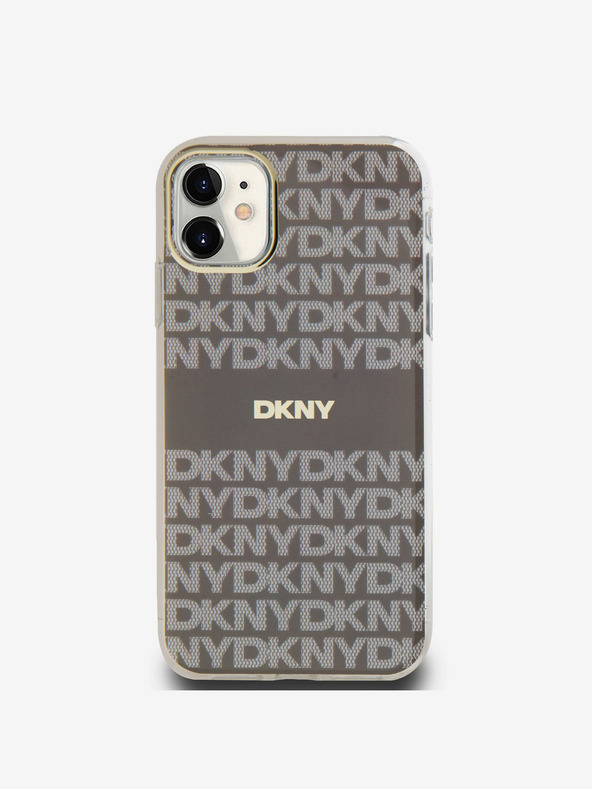 DKNY PC/TPU Repeat Pattern Tonal Stripe Magsafe Back Cover für iPhone 11 Beige DKNY