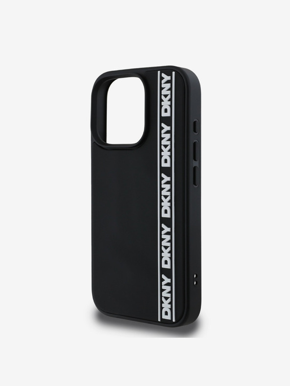 DKNY DKNY 3D Rubber Repeat Logo Line Back Cover für iPhone 16 Pro Max Schwarz