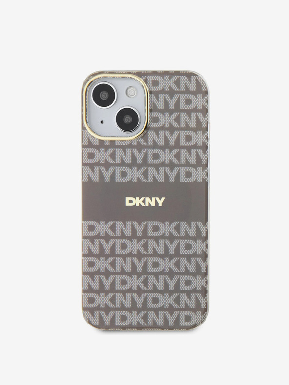 DKNY PC/TPU Repeat Pattern Tonal Stripe Magsafe Back Cover für iPhone 15 Beige DKNY