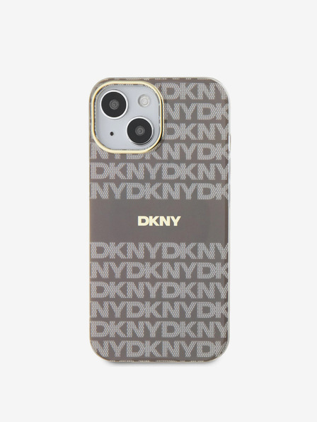 DKNY PC/TPU Repeat Pattern Tonal Stripe Magsafe Back Cover für iPhone 15 Beige DKNY