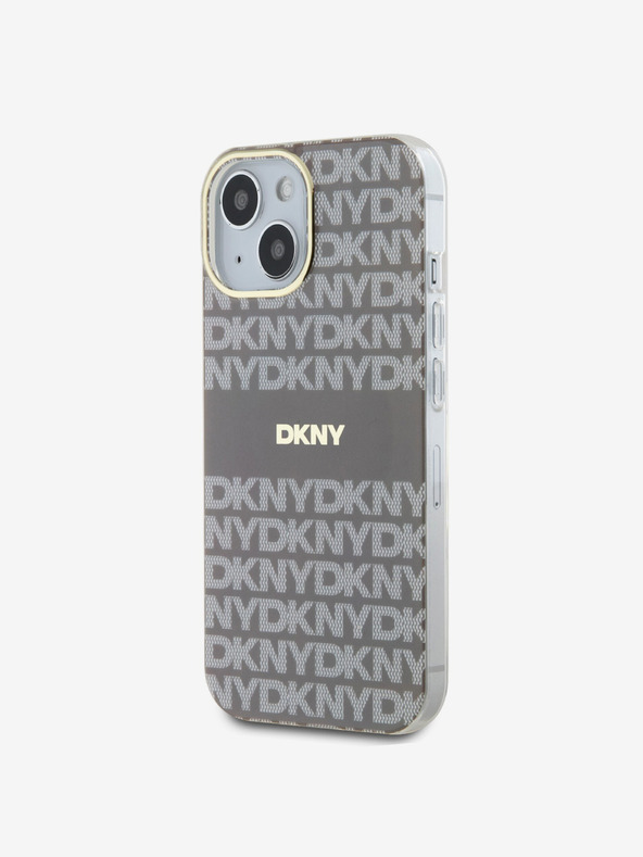 DKNY PC/TPU Repeat Pattern Tonal Stripe Magsafe Back Cover für iPhone 15 Beige DKNY