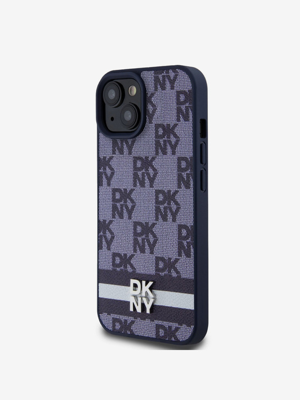 DKNY DKNY PU Leder Rückseite mit Karomuster und Streifen für iPhone 15 Blau