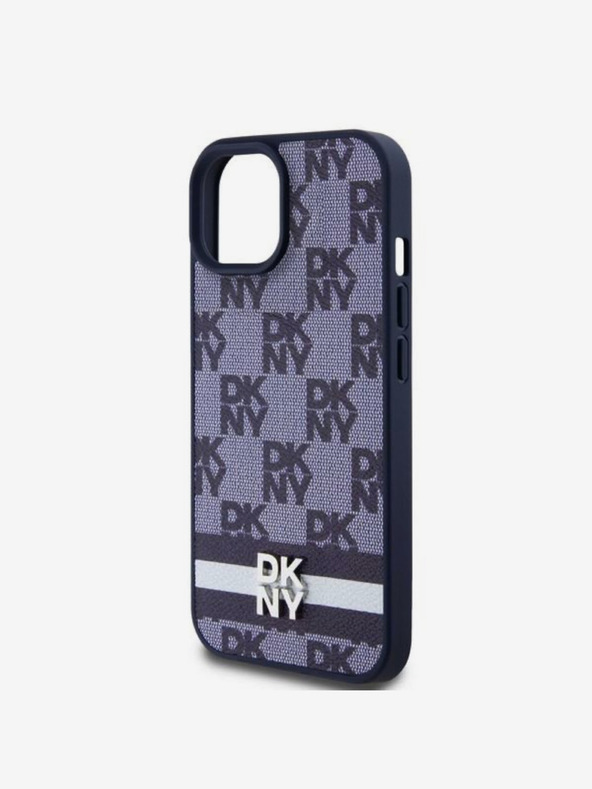 DKNY DKNY PU Leder Rückseite mit Karomuster und Streifen für iPhone 15 Blau