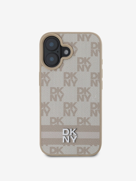 DKNY DKNY PU Leder Karomuster und Streifen Back Cover für iPhone 16 Pink